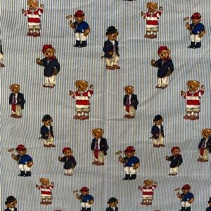 Ralph Lauren Home Teddy Polo Bear Blue Stripe Twin Flat Sheet
